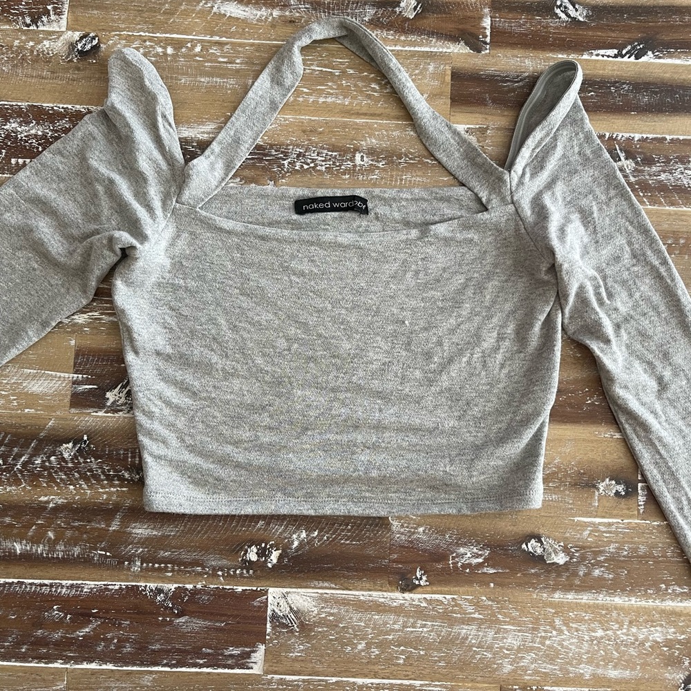 Fitted Crop Halter Long Sleeve